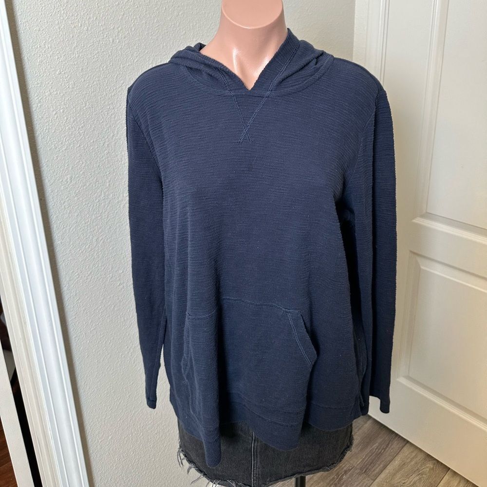 J.Jill Navy Blue Hooded Pullover Sweater Sz L